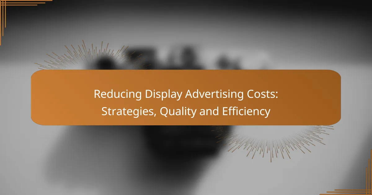 Reducing Display Advertising Costs: Strategies, Quality and Efficiency